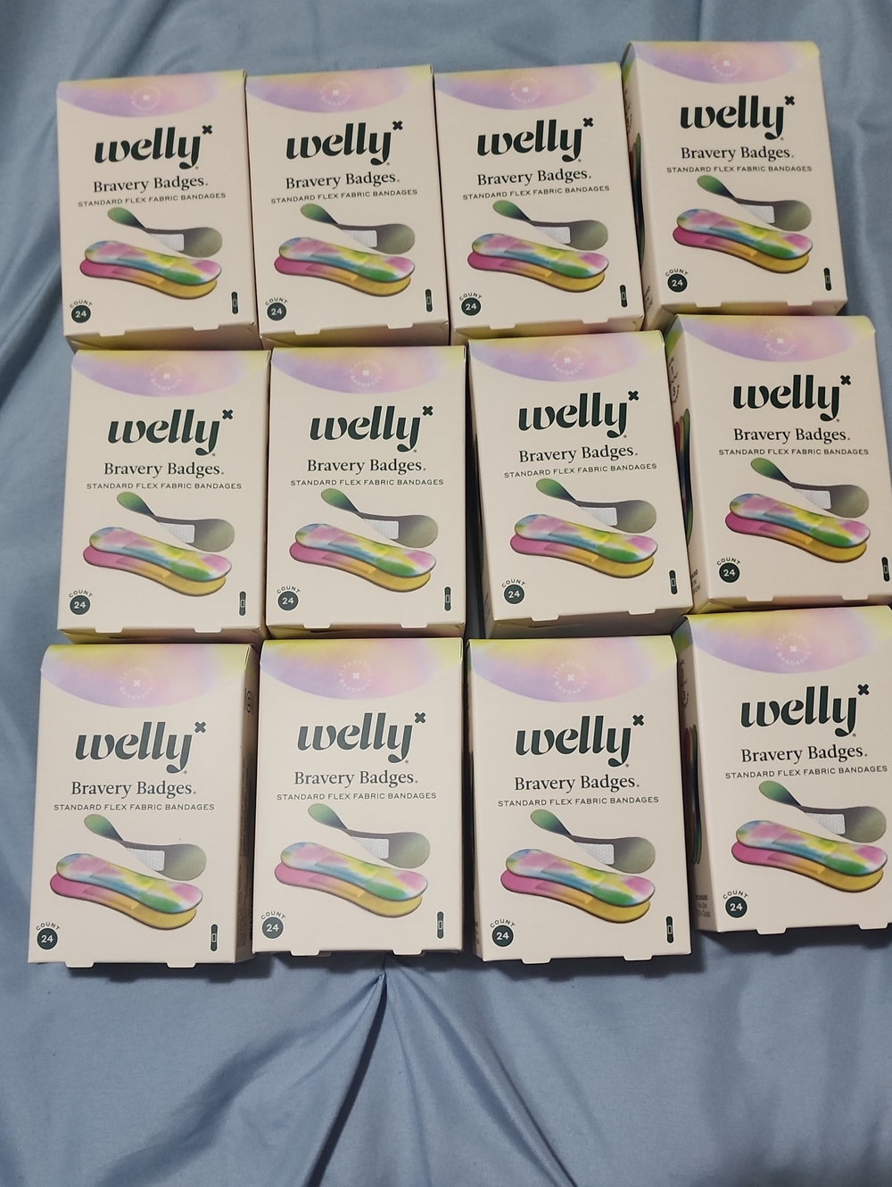 12 boxes Welly Bravery Badges Rainbow Fabric Bandages - Multicolor